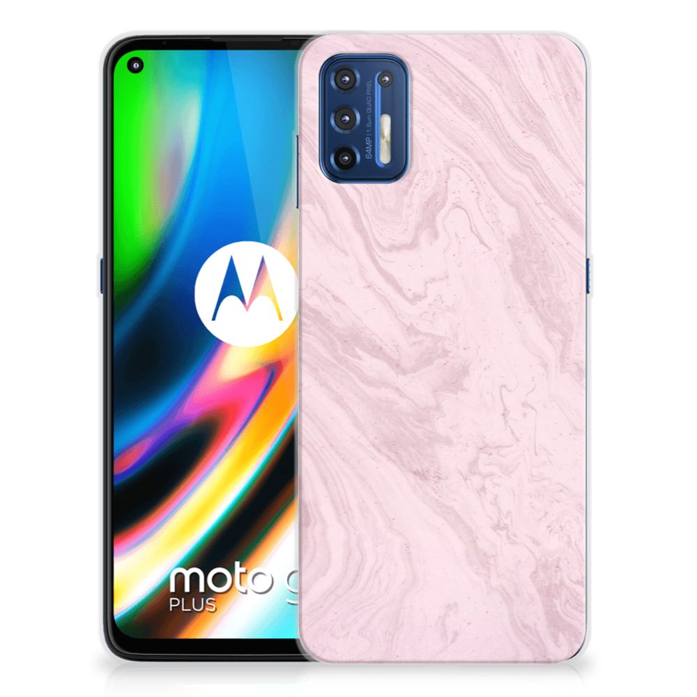 Motorola Moto G9 Plus TPU Siliconen Hoesje Marble Pink - Origineel Cadeau Vriendin