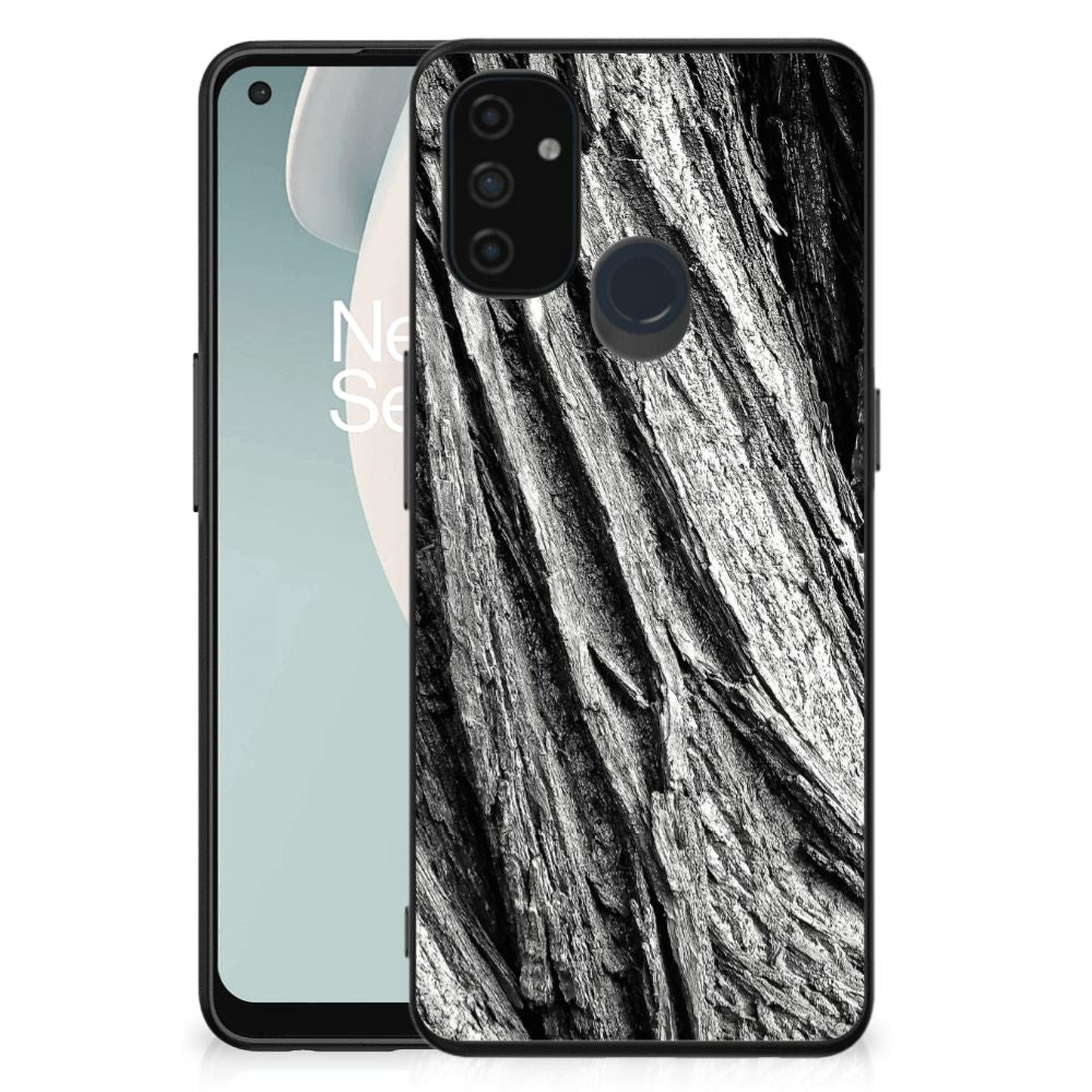 Houten Print Telefoonhoesje OnePlus Nord N100 Boomschors Grijs