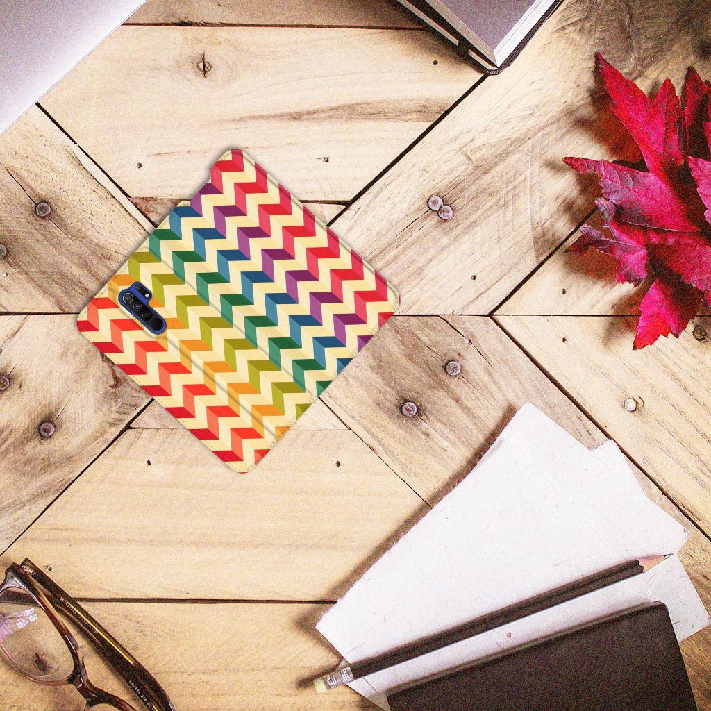 Xiaomi Redmi 9 Hoesje met Magneet Zigzag Multi Color - B2C Telecom