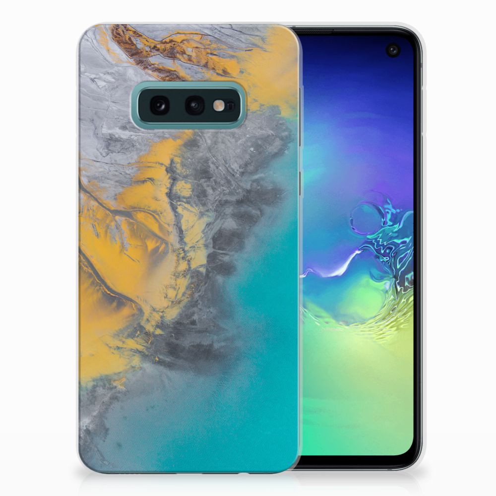 Samsung Galaxy S10e TPU Siliconen Hoesje Marble Blue Gold