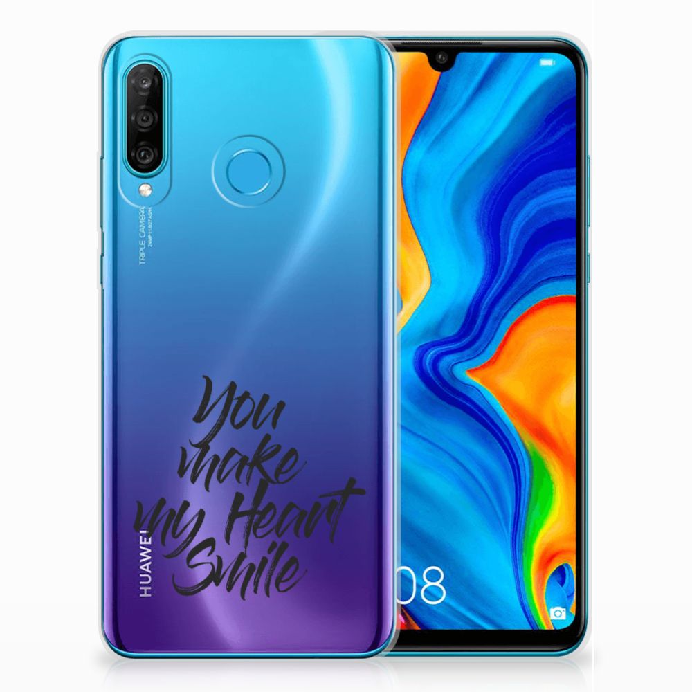 Huawei P30 Lite Siliconen hoesje met naam Heart Smile