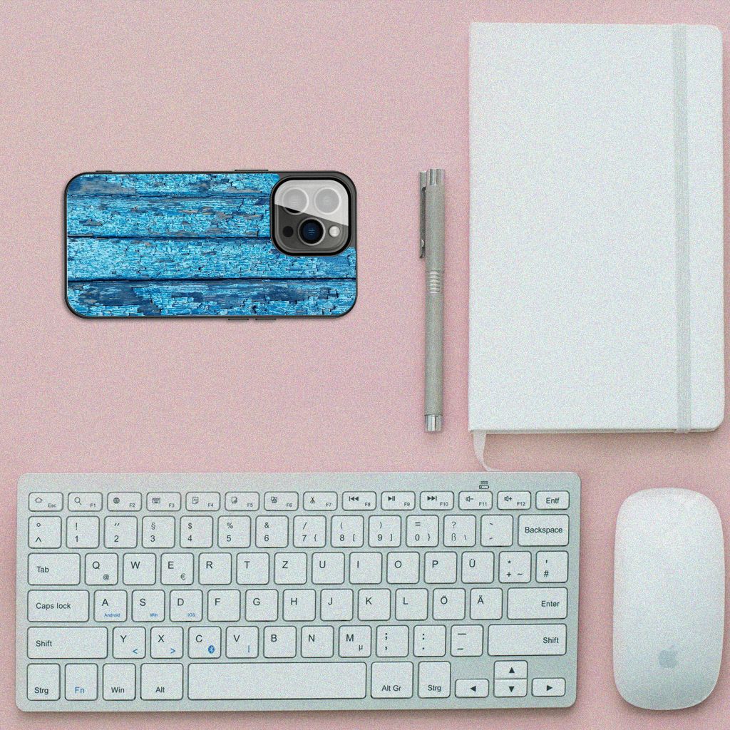 iPhone 13 Pro Houten Print Telefoonhoesje Wood Blue B2C Telecom