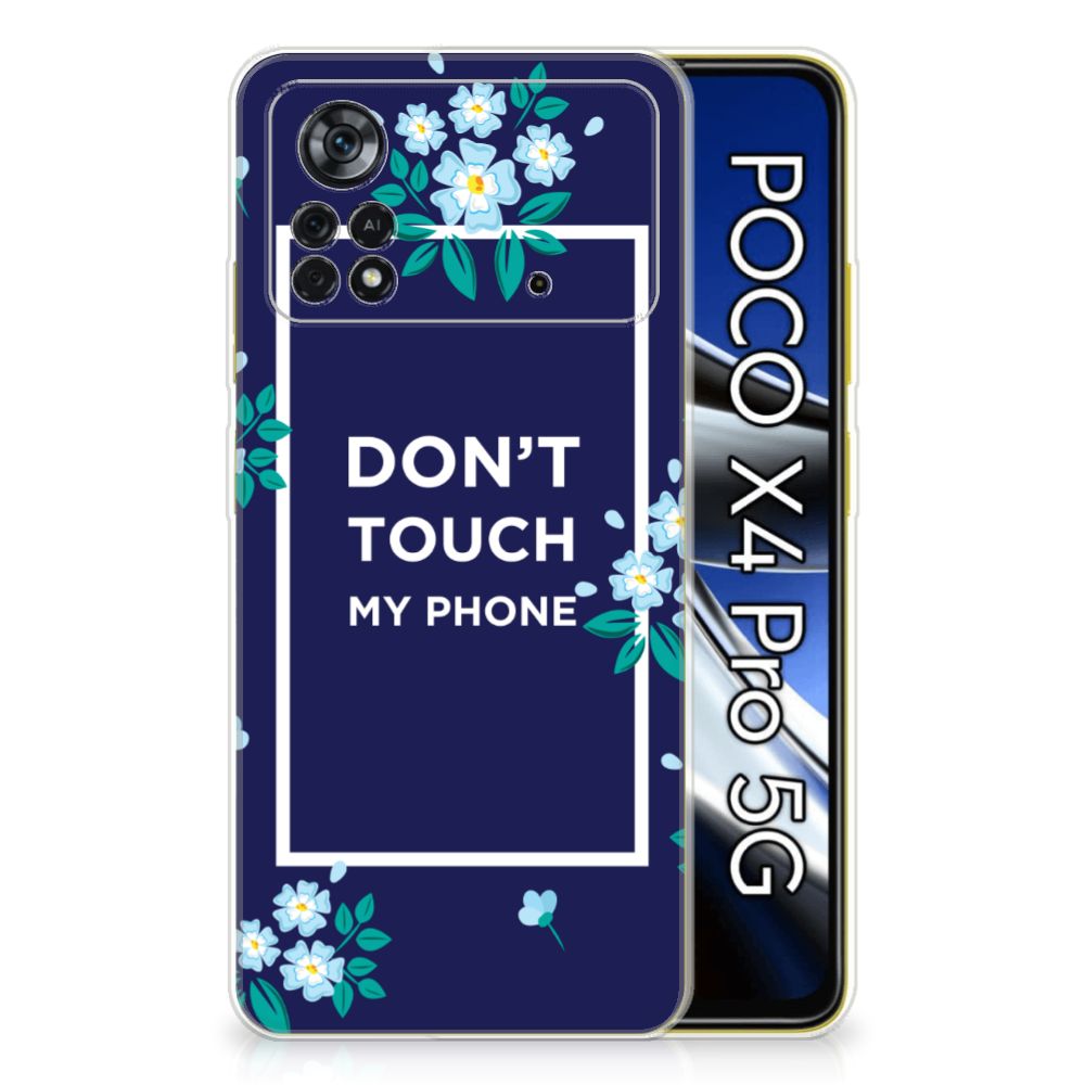 Xiaomi Poco X4 Pro 5G Silicone-hoesje Flowers Blue DTMP B2C Telecom