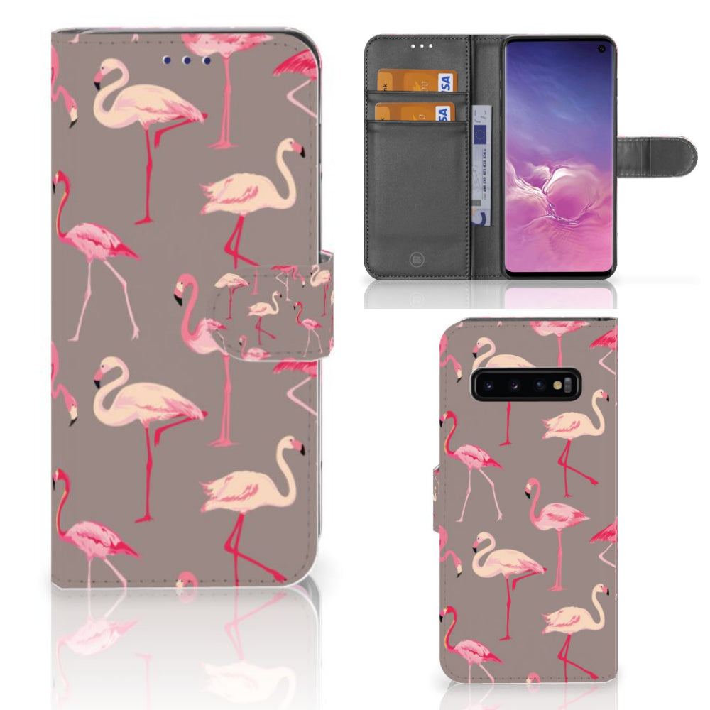Samsung Galaxy S10 Telefoonhoesje met Pasjes Flamingo