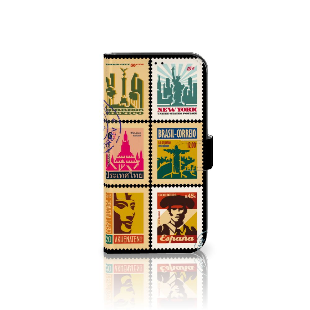 iPhone 13 Pro Max Flip Cover Postzegels met kleurrijke postzegels uit verschillende landen 🌍.