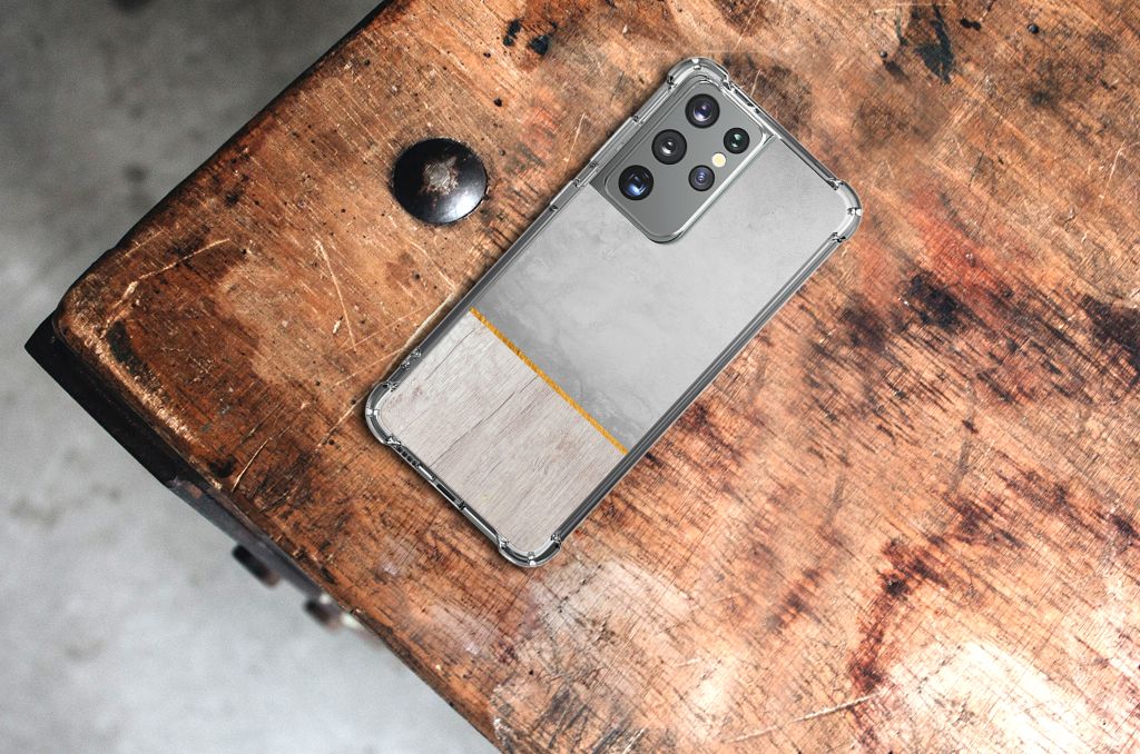 Samsung Galaxy S21 Ultra Stevig Telefoonhoesje Wood Concrete B2C Telecom