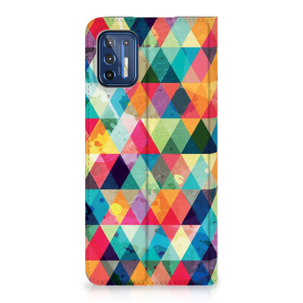 Motorola Moto G9 Plus Hoesje met Magneet Geruit - B2C Telecom