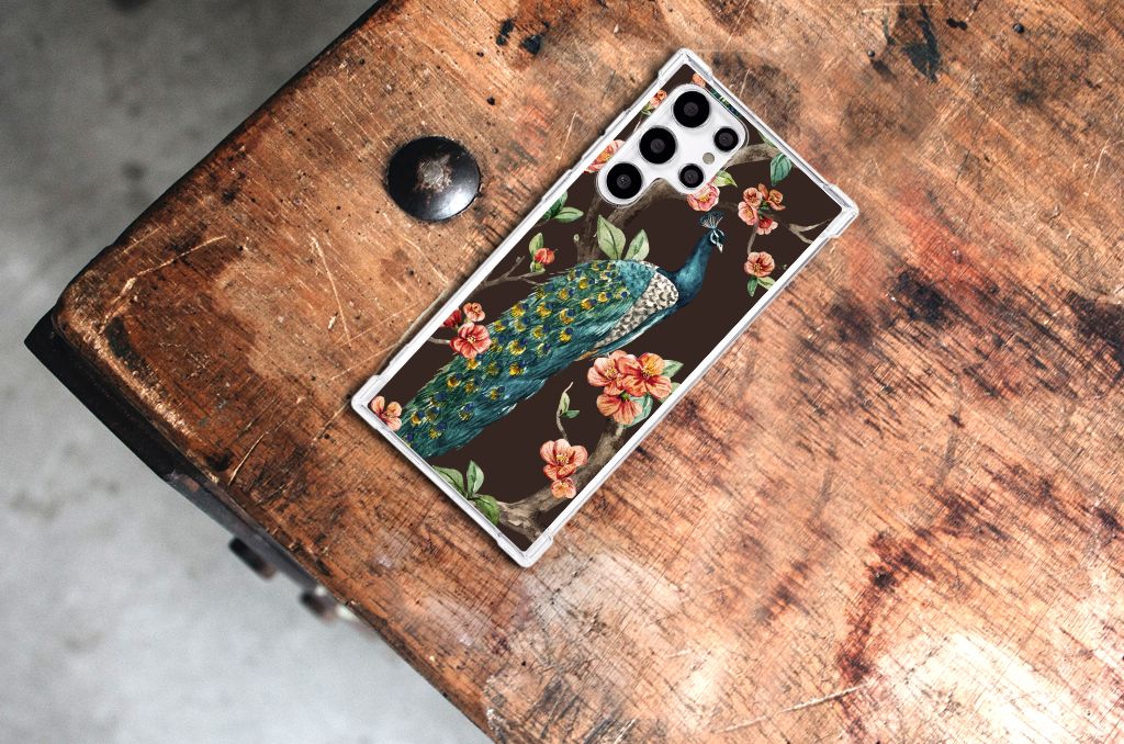 Samsung Galaxy S22 Ultra Case Anti-shock Pauw met Bloemen B2C Telecom