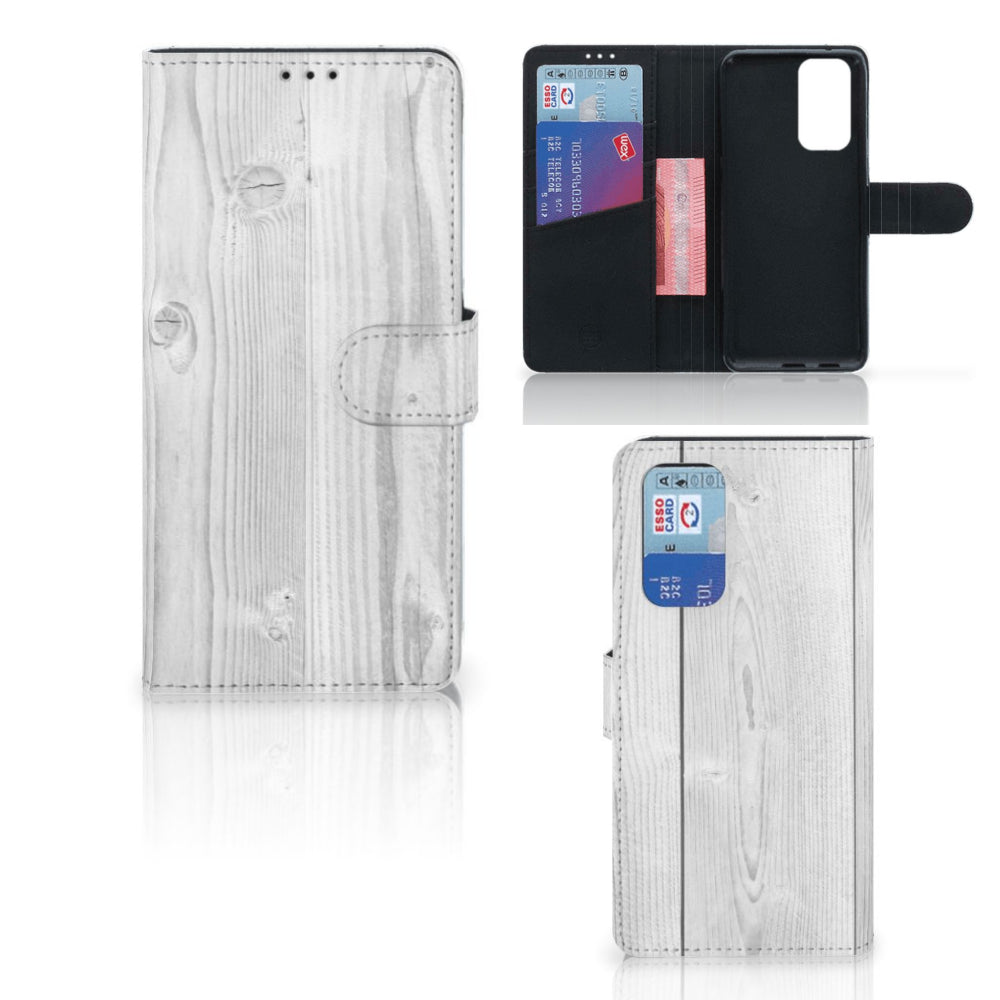 OnePlus 9 Pro Book Style Case White Wood