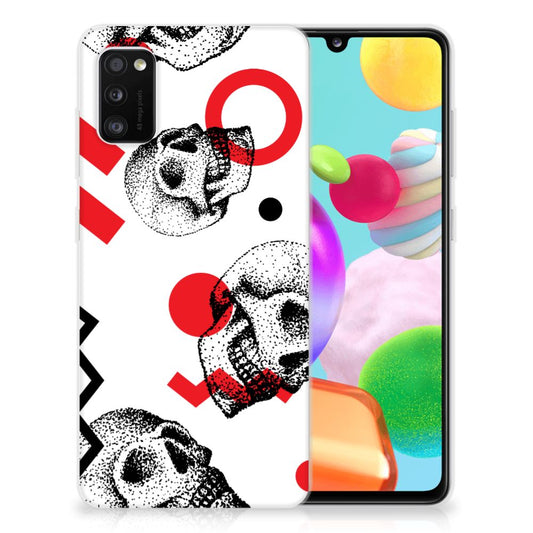 Silicone Back Case Samsung Galaxy A41 Skull Red