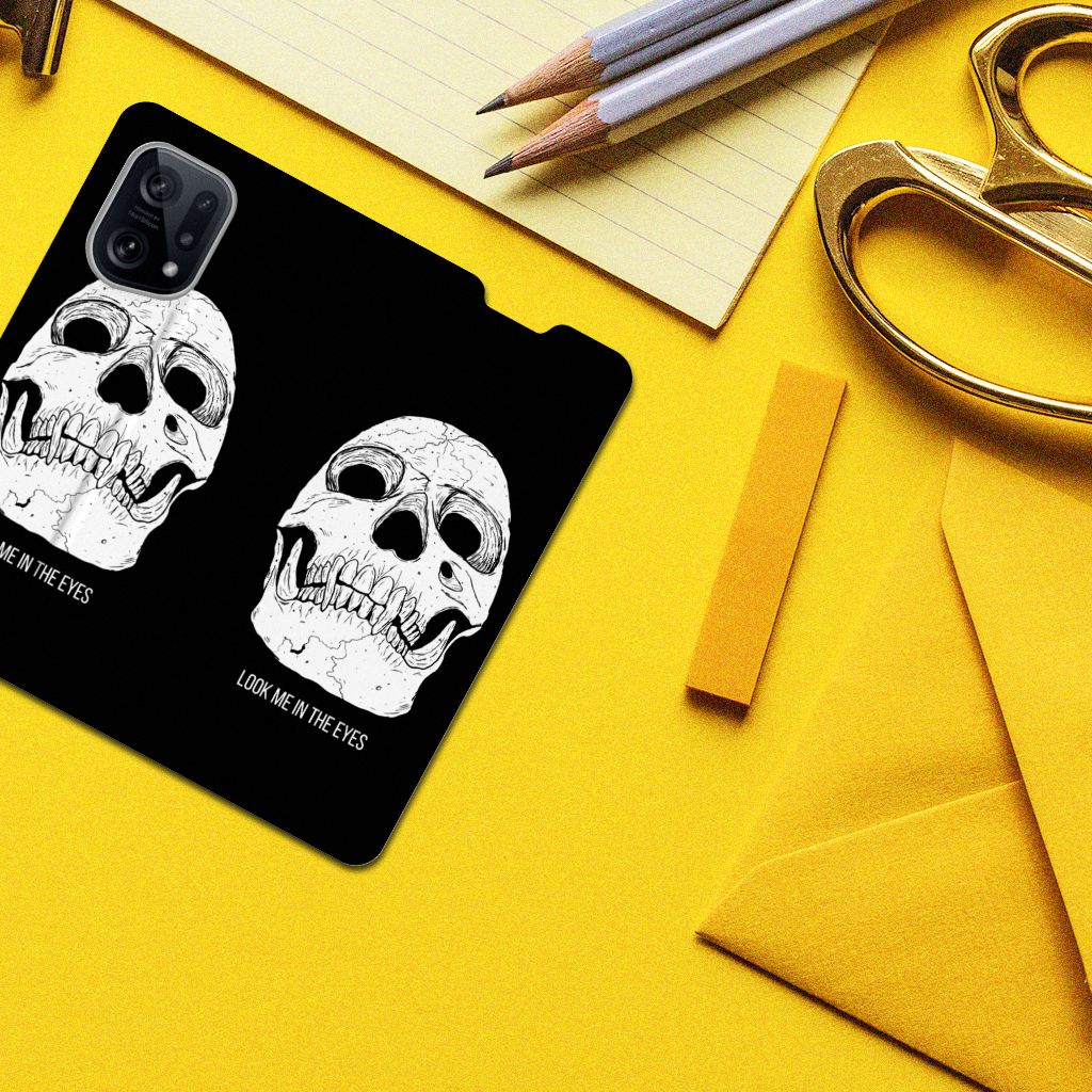 Mobiel BookCase OPPO Find X5 Skull Eyes - B2C Telecom