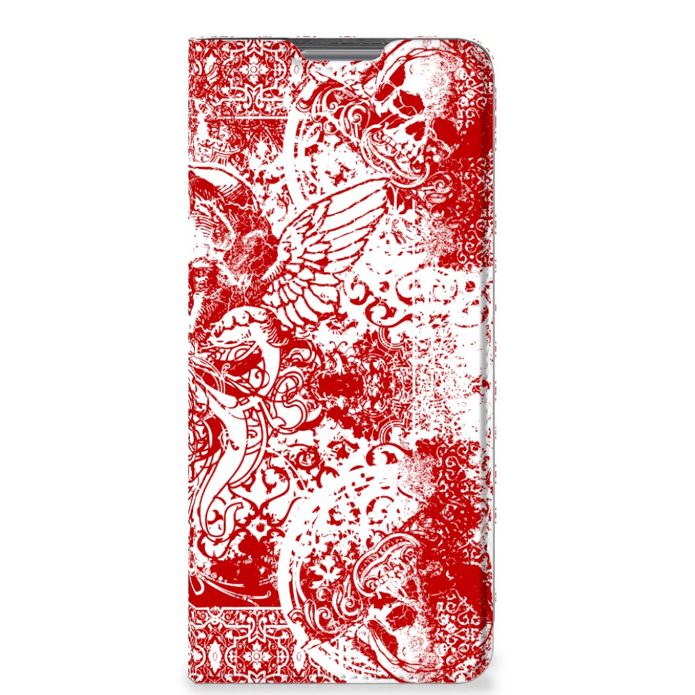 Mobiel BookCase Xiaomi 12 Pro Angel Skull Rood