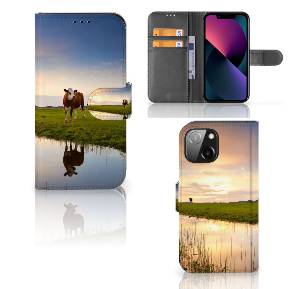 iPhone 13 Mini Telefoonhoesje met Pasjes Koe