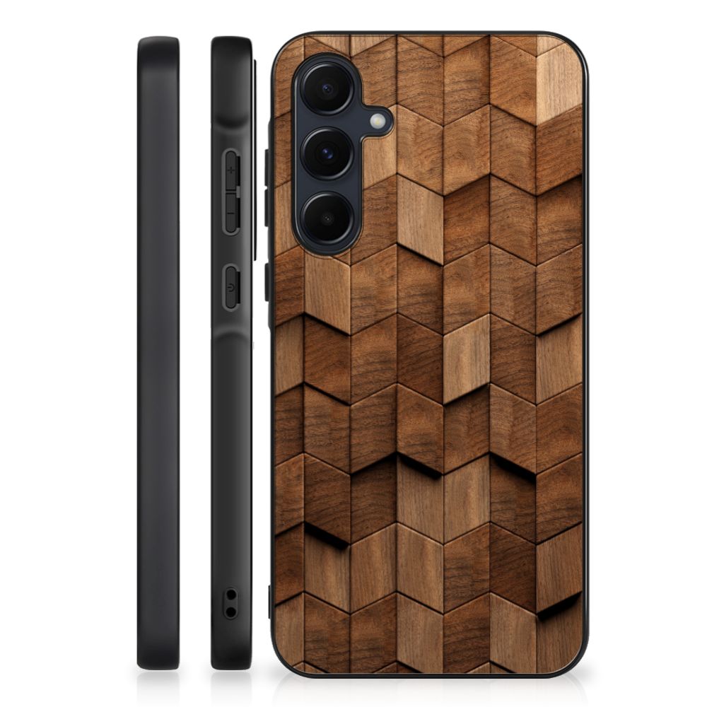 Houten Print Telefoonhoesje voor Samsung Galaxy A55 Wooden Cubes