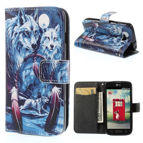 LG L90 Wallet Stand Case Wolves