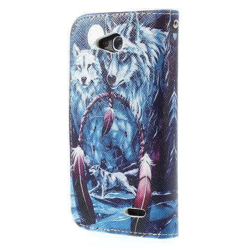 LG L90 Wallet Stand Case Wolves