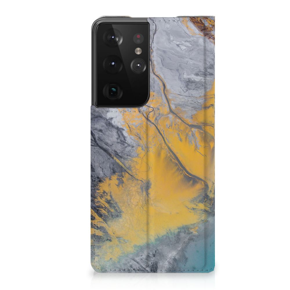 Samsung Galaxy S21 Ultra Standcase Marble Blue Gold - B2C Telecom