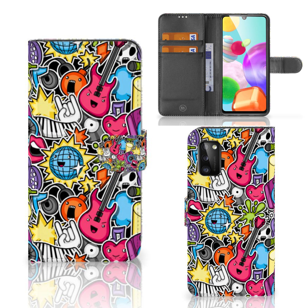 Samsung Galaxy A41 Wallet Case met Pasjes Punk Rock