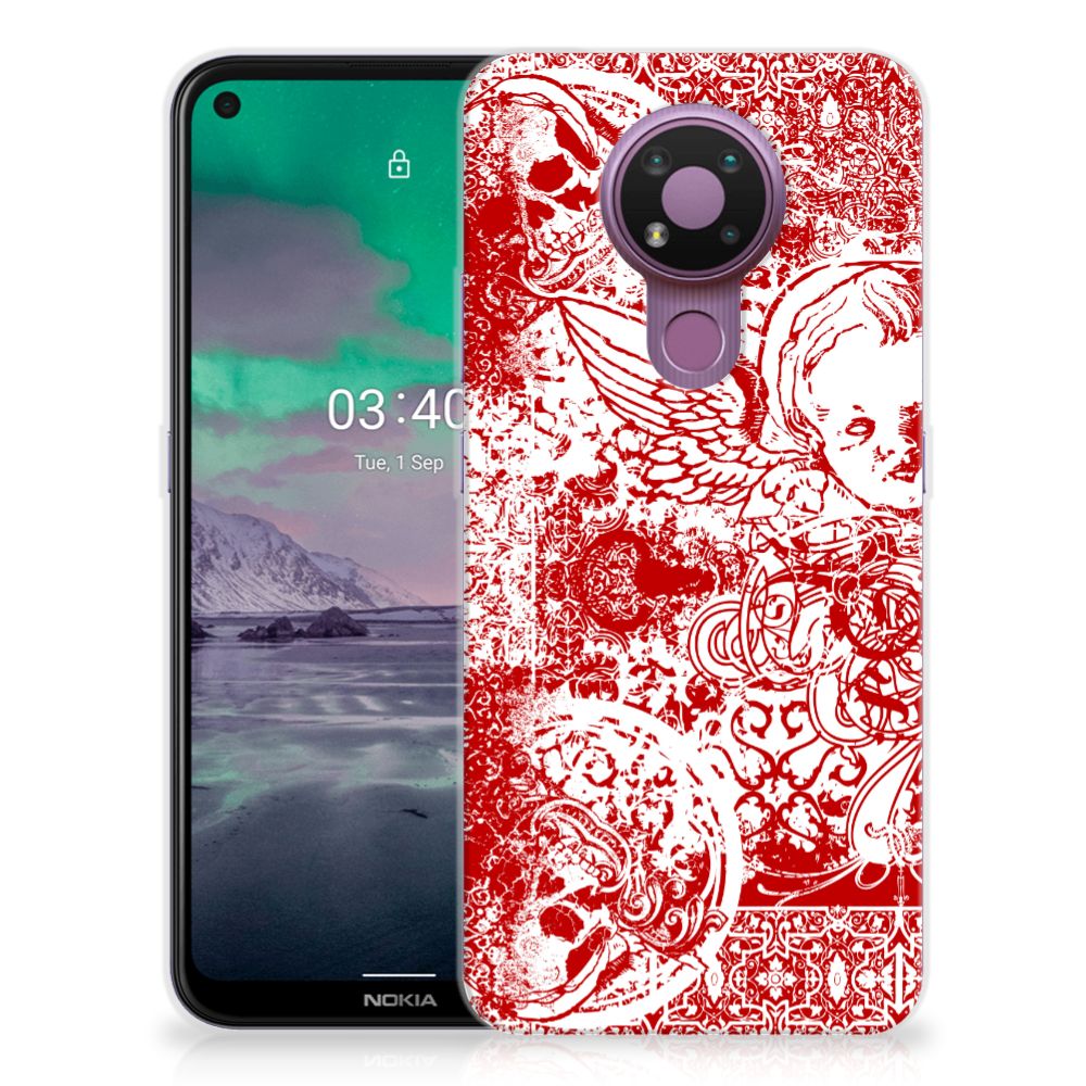 Silicone Back Case Nokia 3.4 Angel Skull Rood