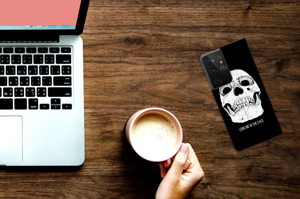 Mobiel BookCase Samsung Galaxy S21 Ultra Skull Eyes - B2C Telecom