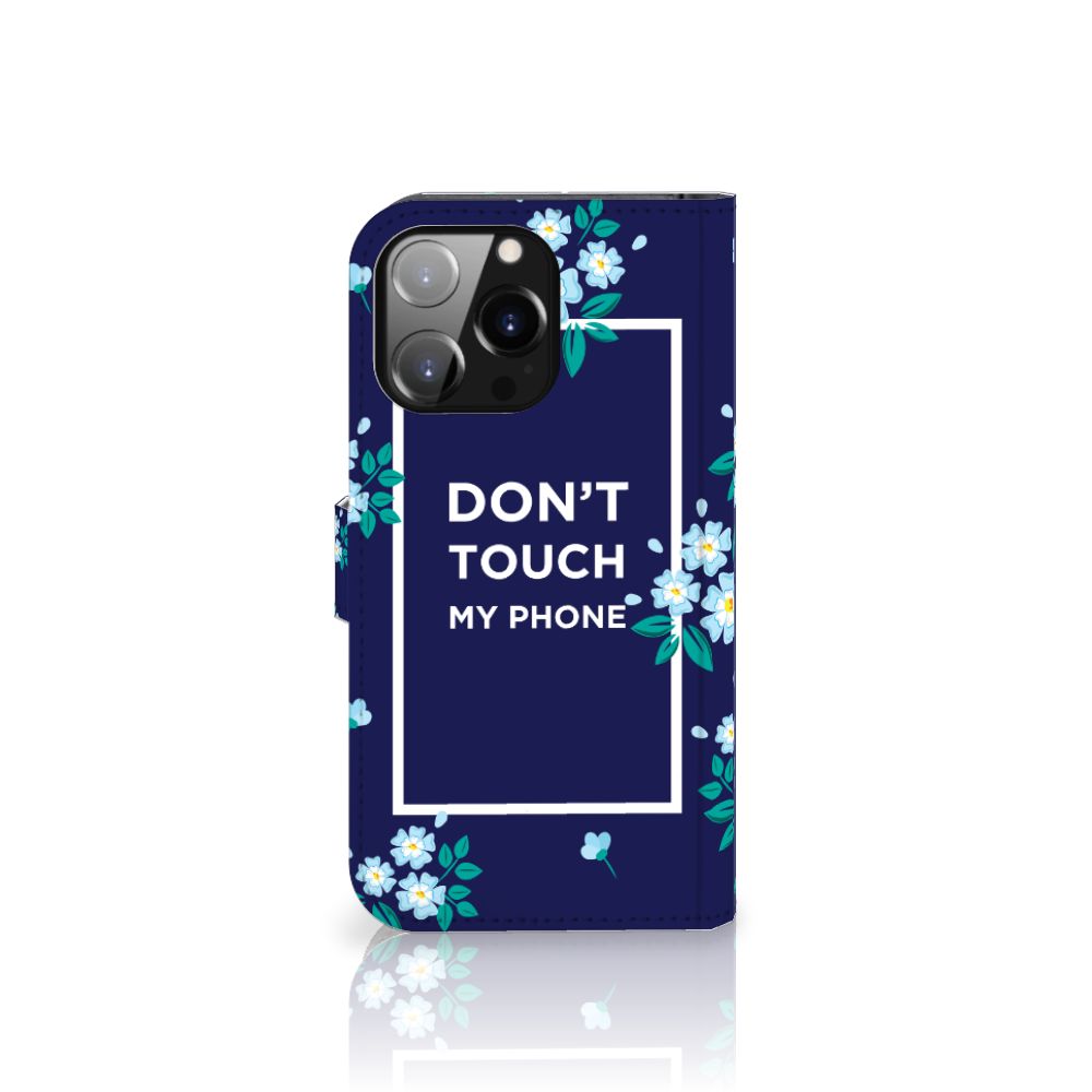 iPhone 14 Pro Max Portemonnee Hoesje Flowers Blue DTMP