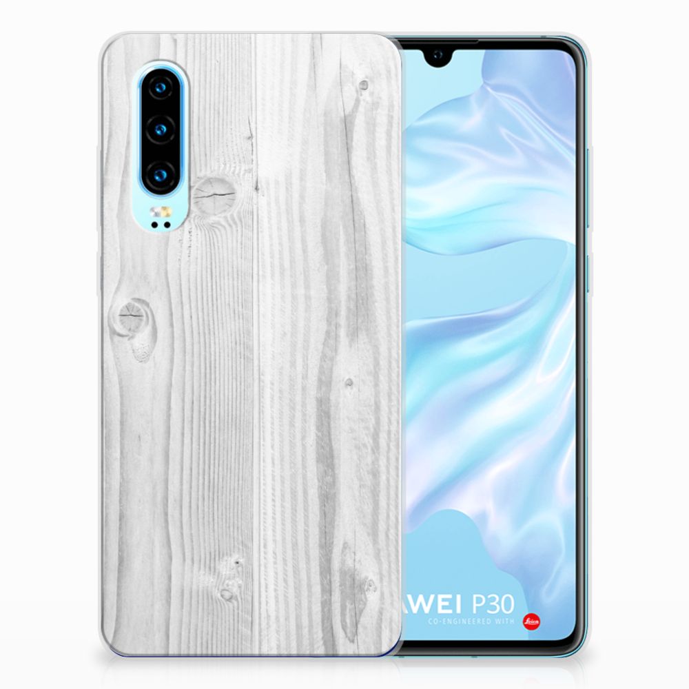 Huawei P30 Bumper Hoesje White Wood