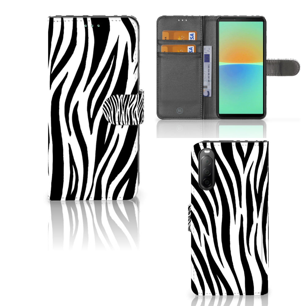 Sony Xperia 10 IV Telefoonhoesje met Pasjes Zebra