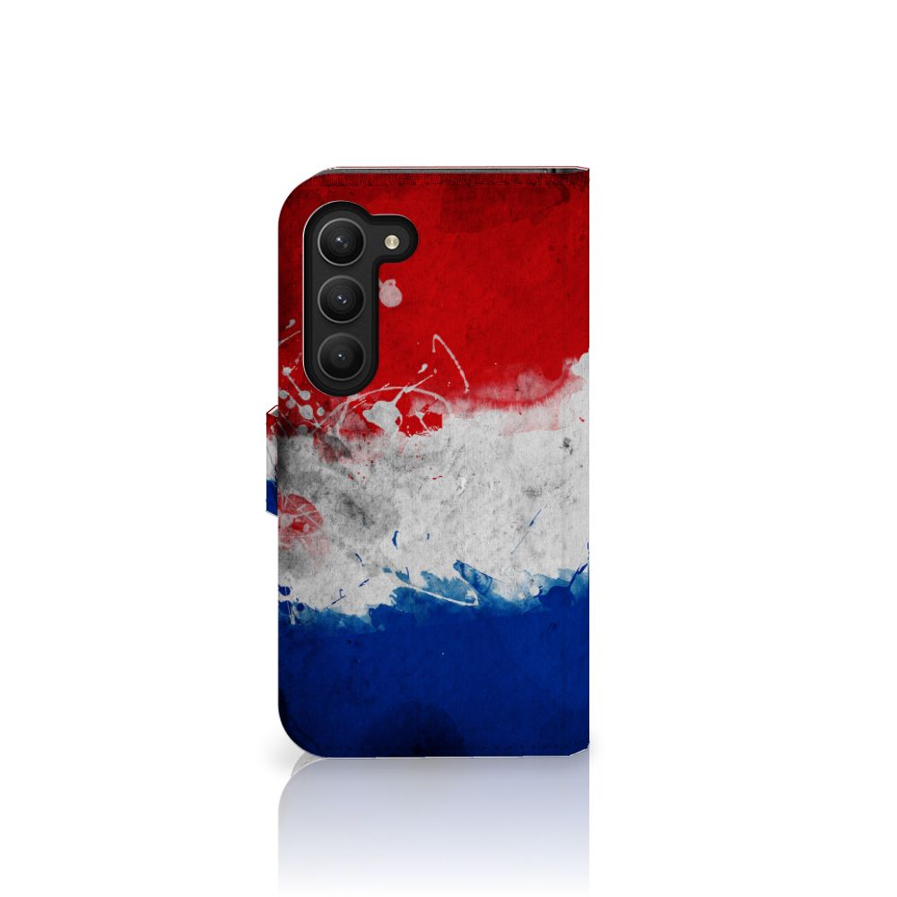 Samsung Galaxy S23 Bookstyle Case Nederland met artistiek design van de Nederlandse vlag.