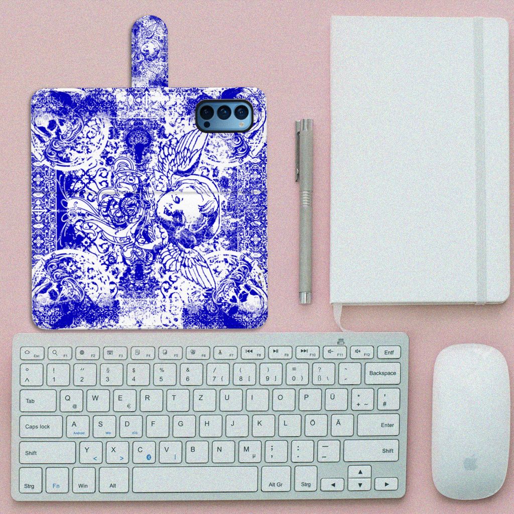 Telefoonhoesje met Naam OPPO Reno 4 Pro 5G Angel Skull Blauw