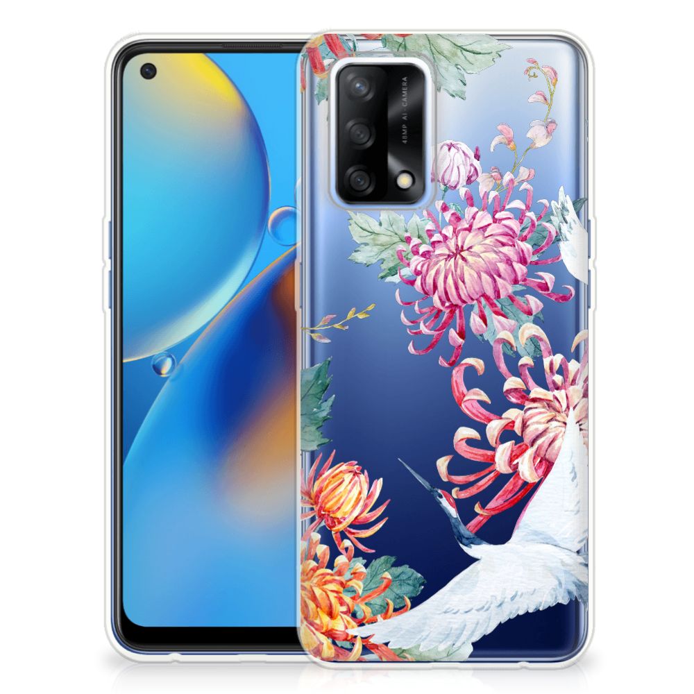 OPPO A74 4G TPU Hoesje Bird Flowers
