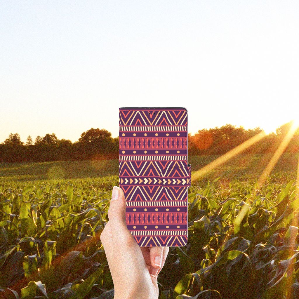 Motorola Edge 20 Lite Telefoon Hoesje Aztec Paars