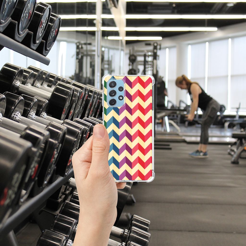 Samsung Galaxy A73 Doorzichtige Silicone Hoesje Zigzag Multi Color B2C Telecom