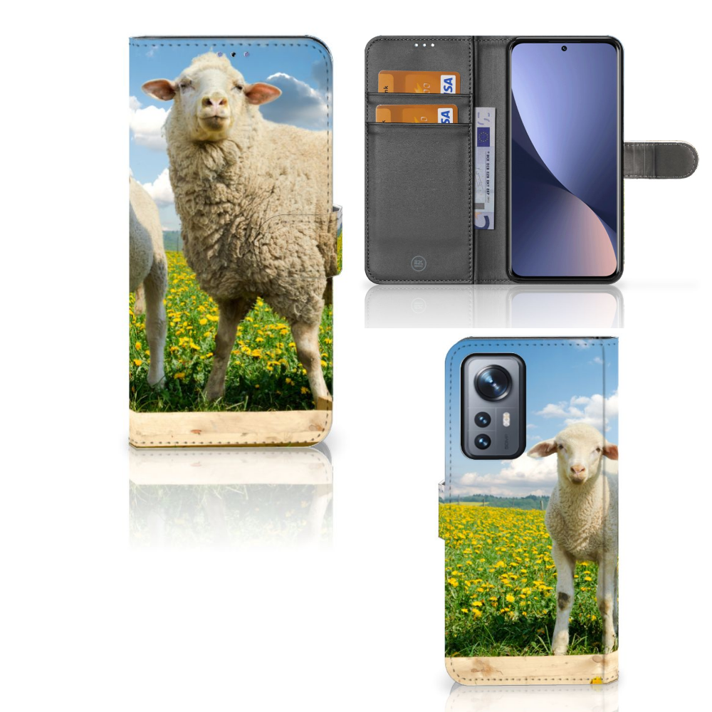 Xiaomi 12 Pro Telefoonhoesje met Pasjes Schaap en Lammetje