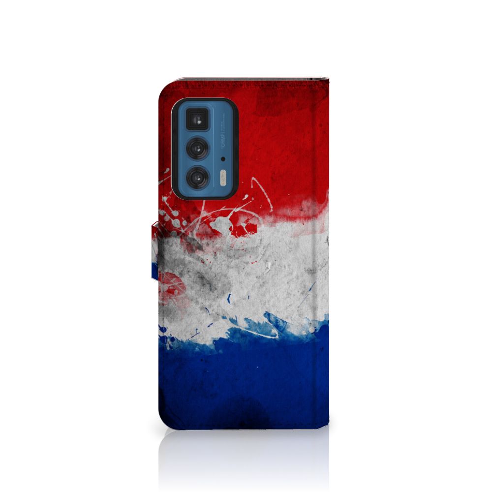 Motorola Edge 20 Pro Bookstyle Case Nederland met artistiek ontwerp van de Nederlandse vlag