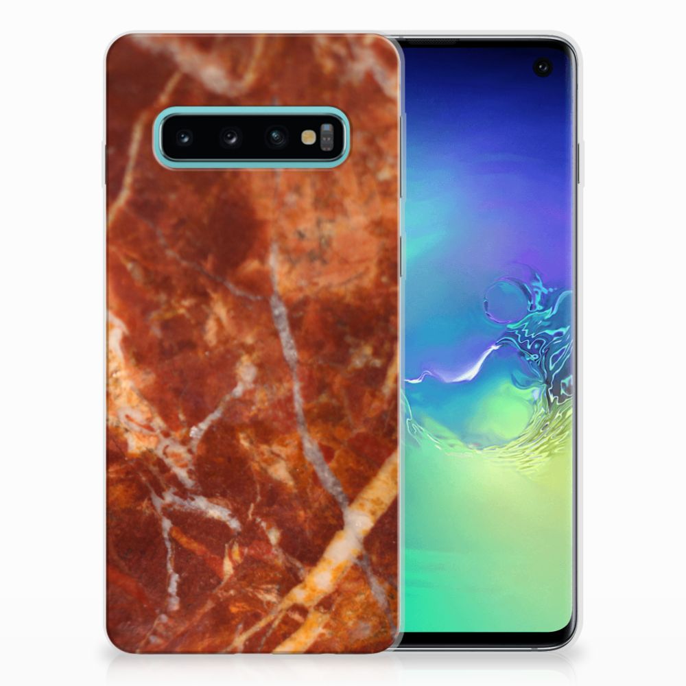 Samsung Galaxy S10 TPU Siliconen Hoesje Marmer Bruin