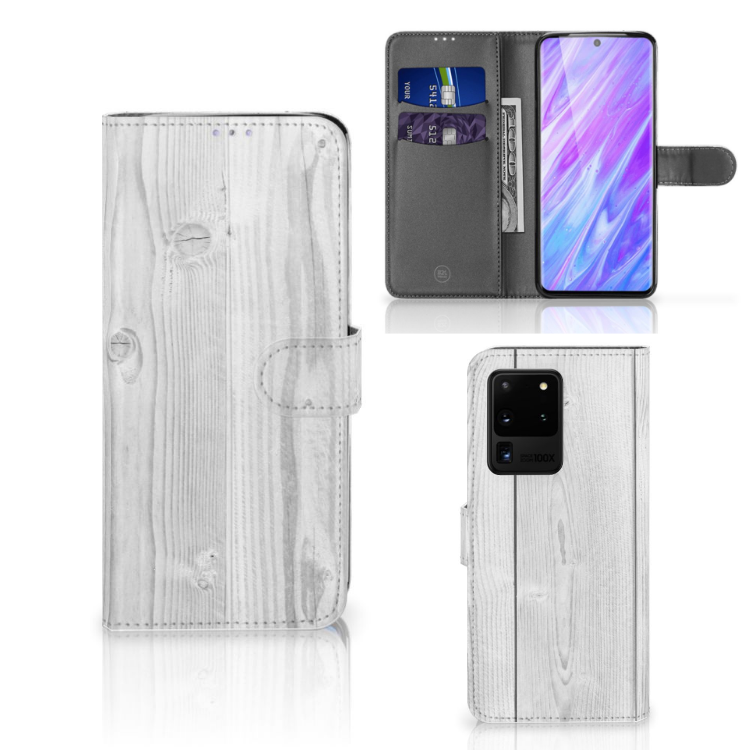 Samsung Galaxy S20 Ultra Book Style Case White Wood