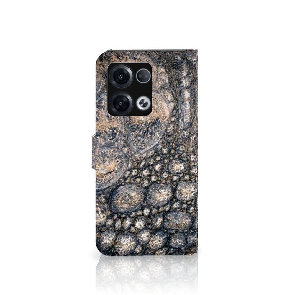 OPPO Reno8 Pro Telefoonhoesje met Pasjes Krokodillenprint