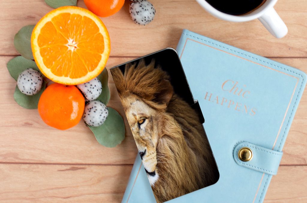 Xiaomi Redmi 10C Telefoonhoesje met Pasjes Leeuw