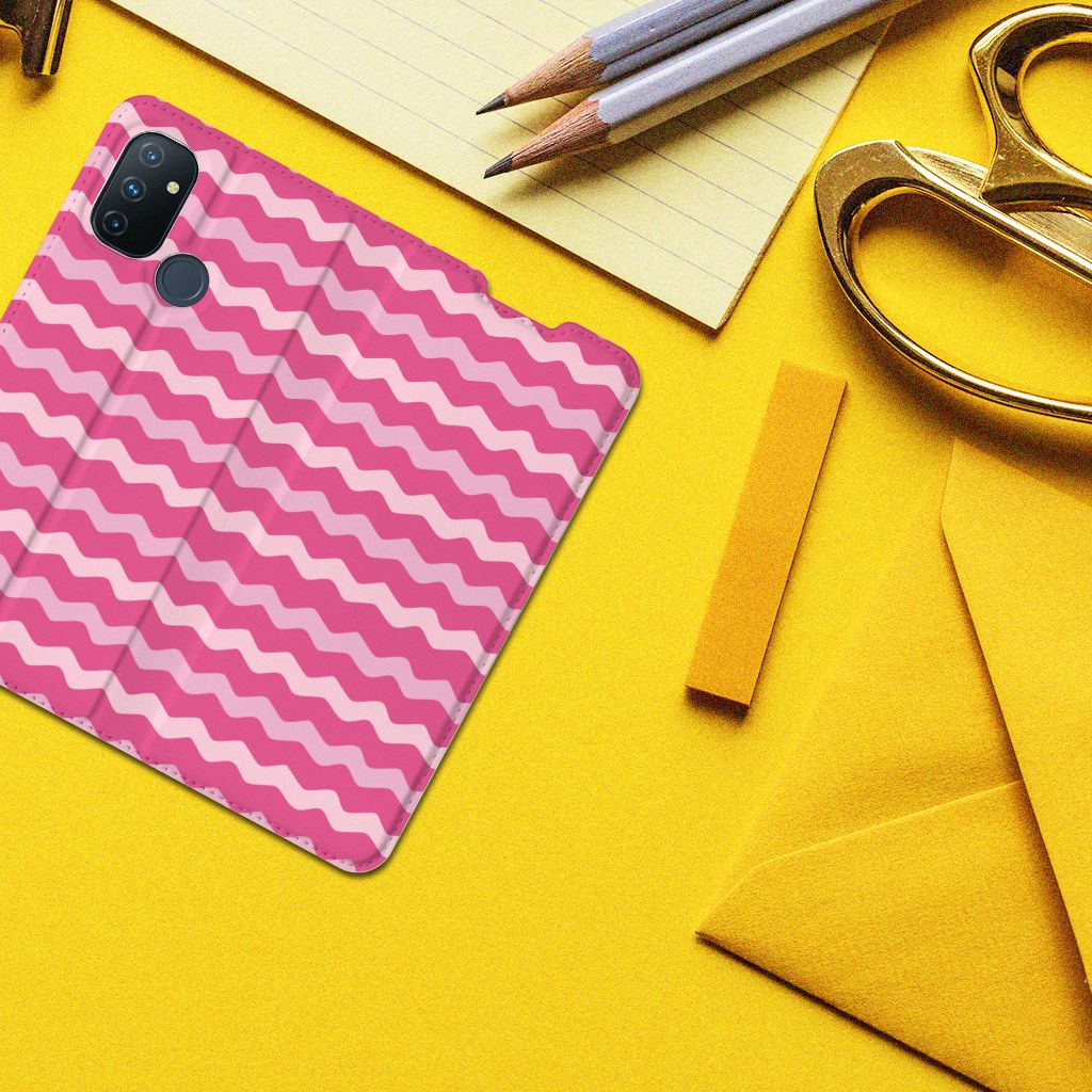 OnePlus Nord N100 Hoesje met Magneet Waves Pink - B2C Telecom