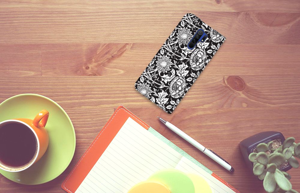 Xiaomi Redmi 9 Smart Cover Black Flowers - B2C Telecom
