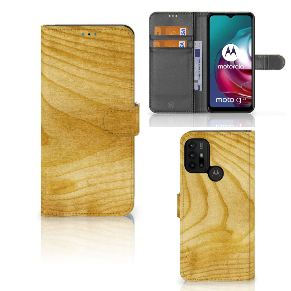 Motorola Moto G10 | G20 | G30 Book Style Case Licht Hout