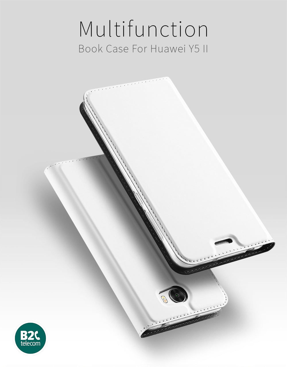 Huawei Y5 2 | Y6 Compact Hoesje Wit met Opbergvakje