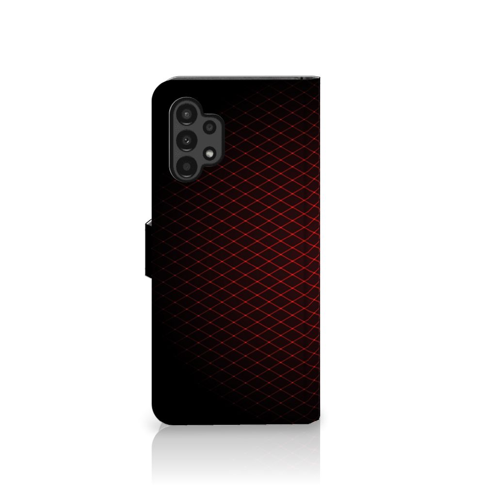 Samsung Galaxy A13 (4G) Telefoon Hoesje Geruit Rood met rood en zwart geometrisch patroon