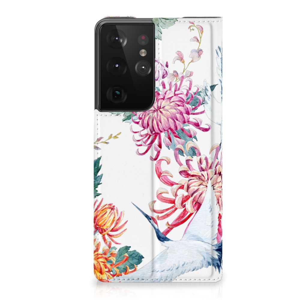Samsung Galaxy S21 Ultra Hoesje maken Bird Flowers - B2C Telecom