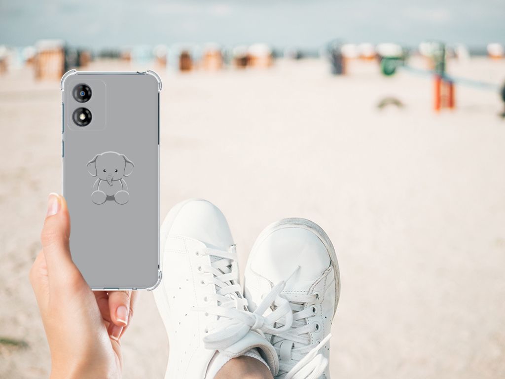 Motorola Moto E13 Stevig Bumper Hoesje Grijs Baby Olifant B2C Telecom