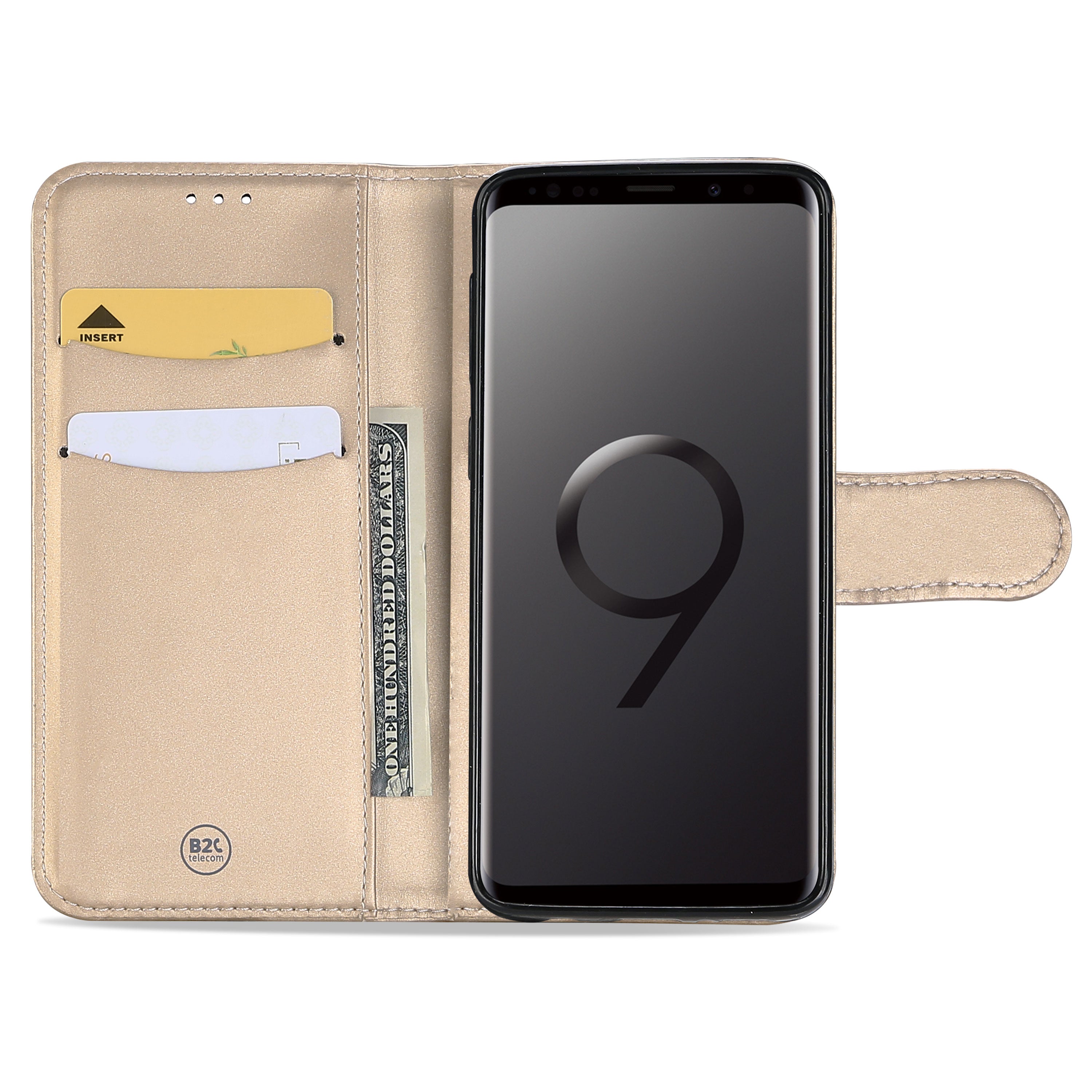 Samsung Galaxy S9 Plus Hoesje Goud met Flexibele Houder