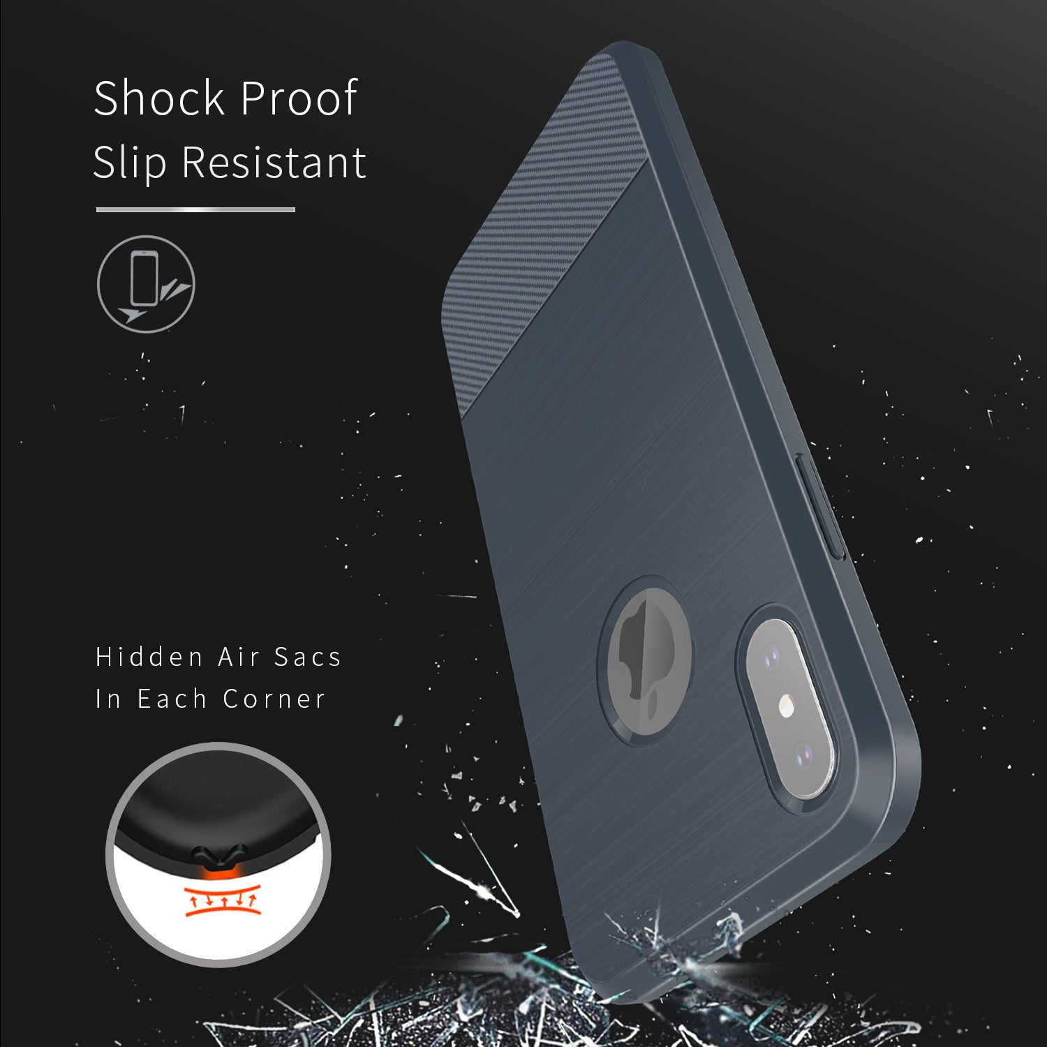 Apple iPhone X | Xs TPU Hoesje Geborsteld Blauw