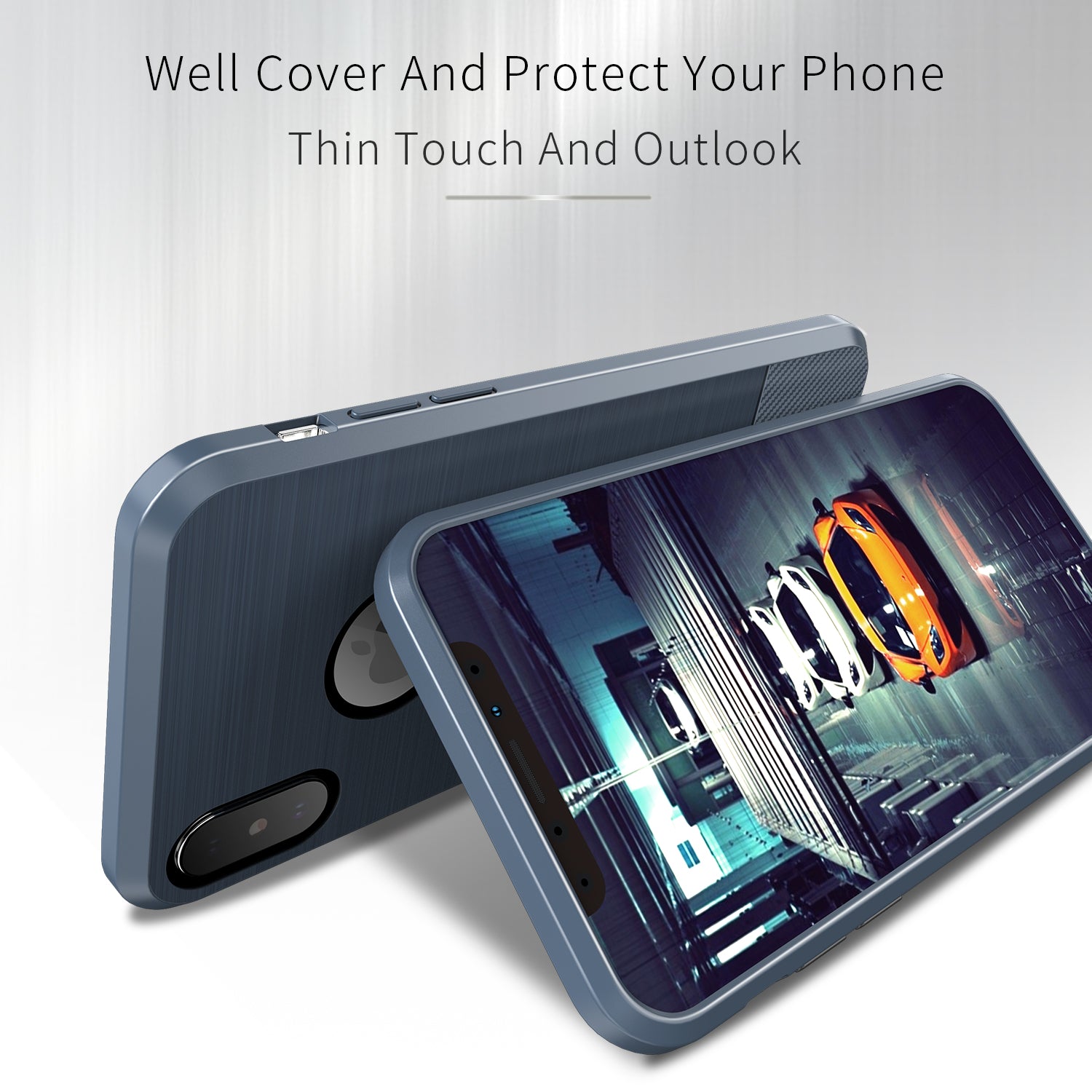 Apple iPhone X | Xs TPU Hoesje Geborsteld Blauw