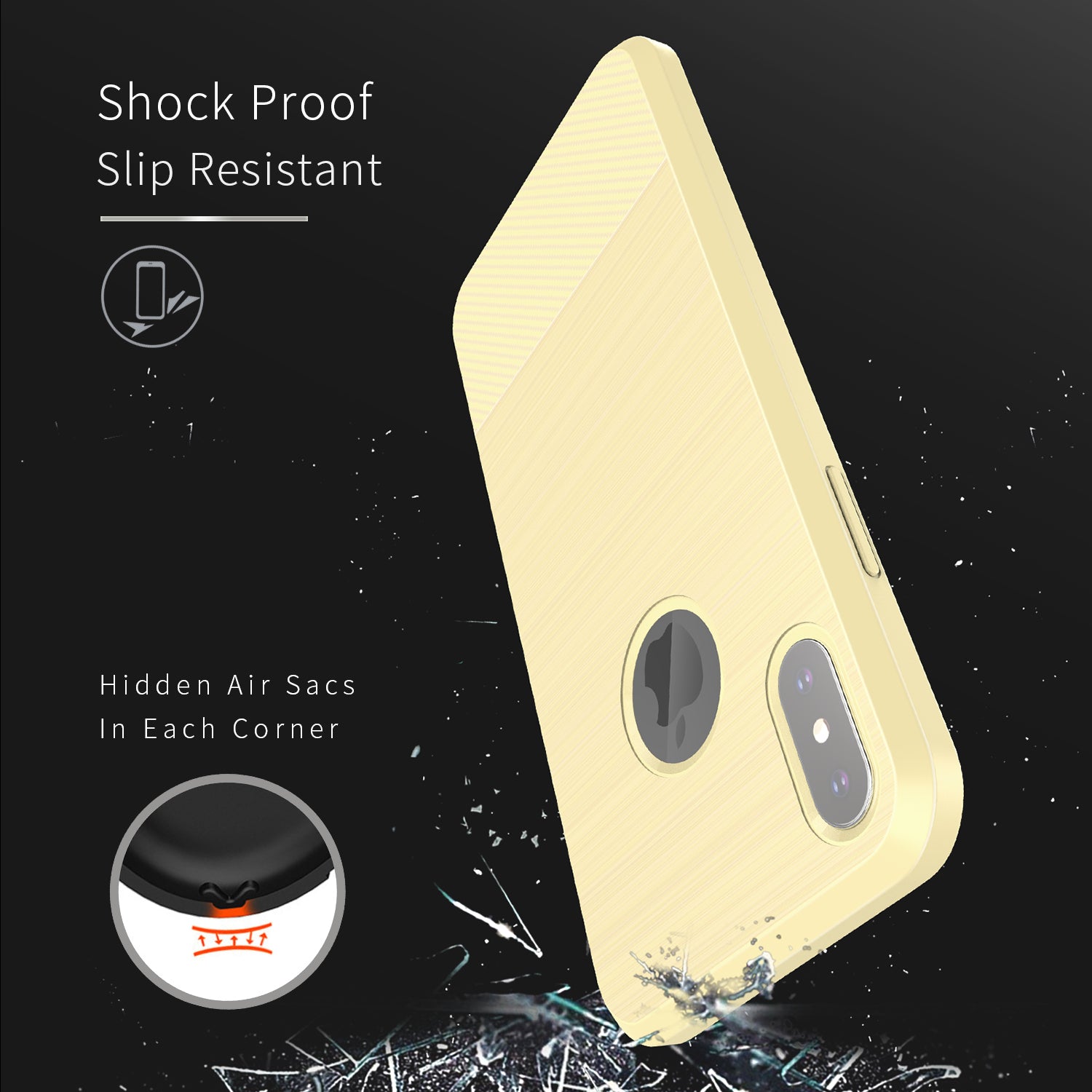 Apple iPhone X | Xs TPU Hoesje Geborsteld Goud