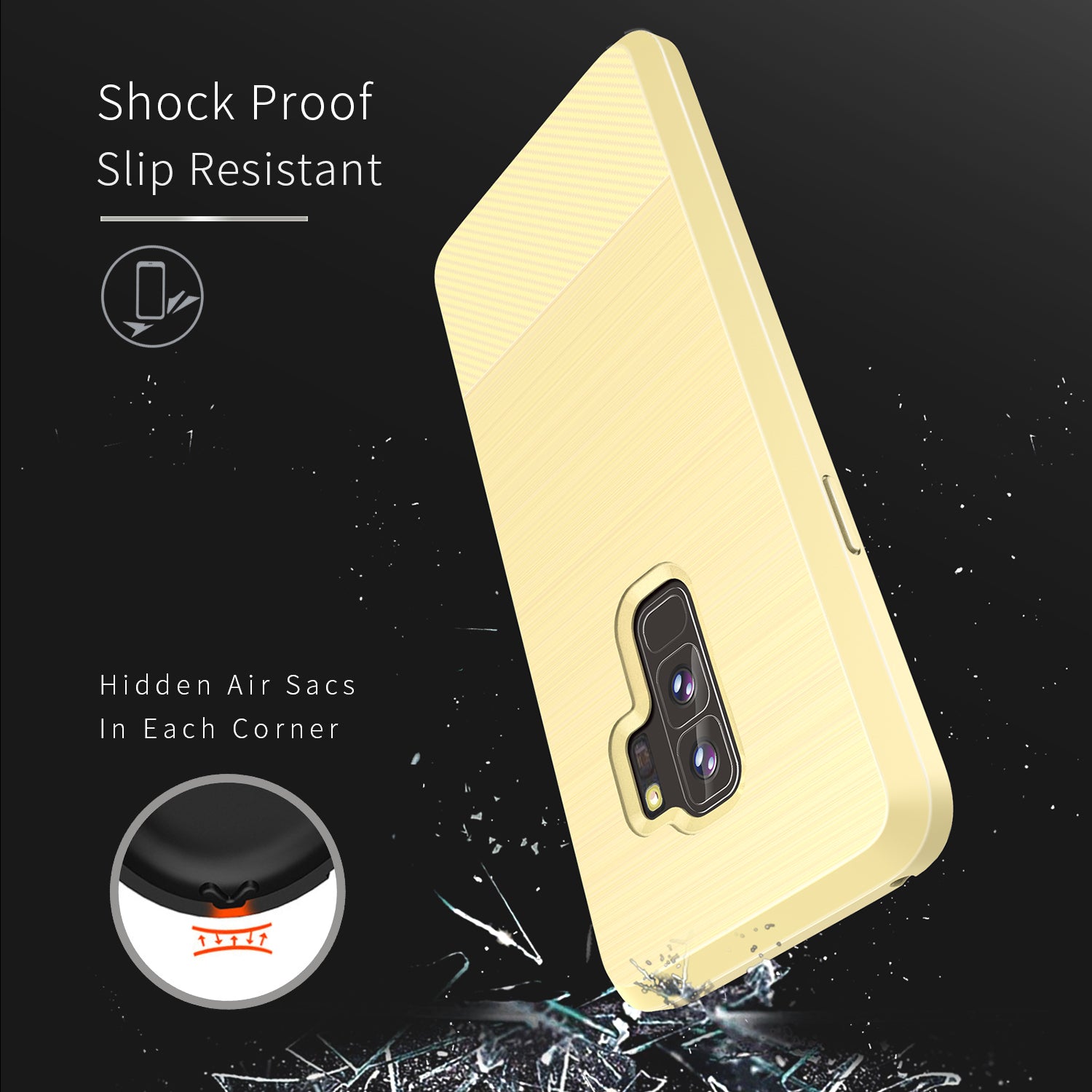 Samsung Galaxy S9 Plus TPU Hoesje Geborsteld Goud